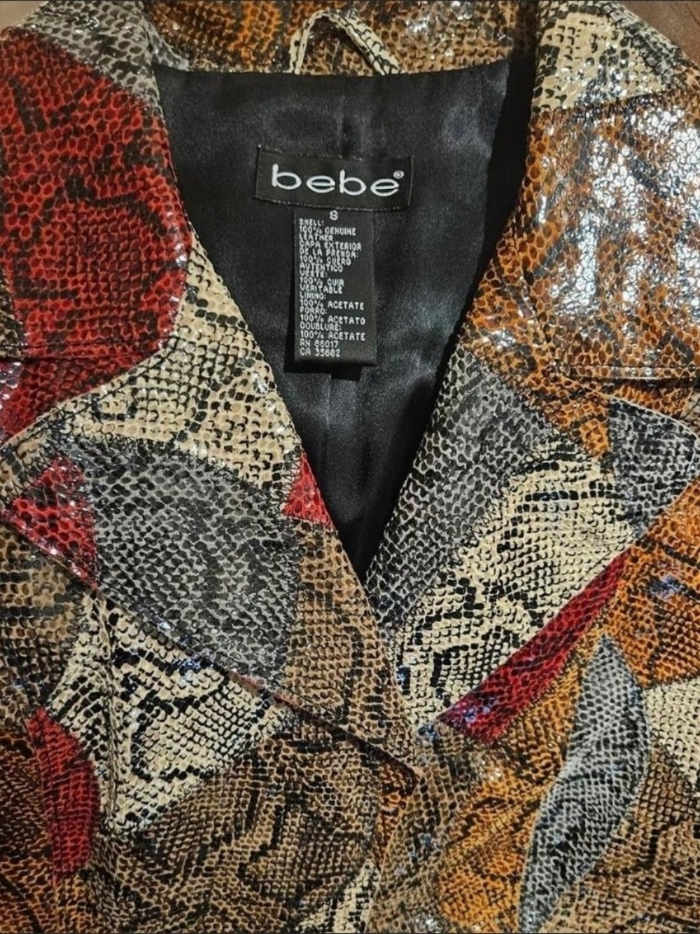 Bebe Multicolor Snake Patchwork Blazer - Red, Tan, Black & Cream - Picture 2 of 4